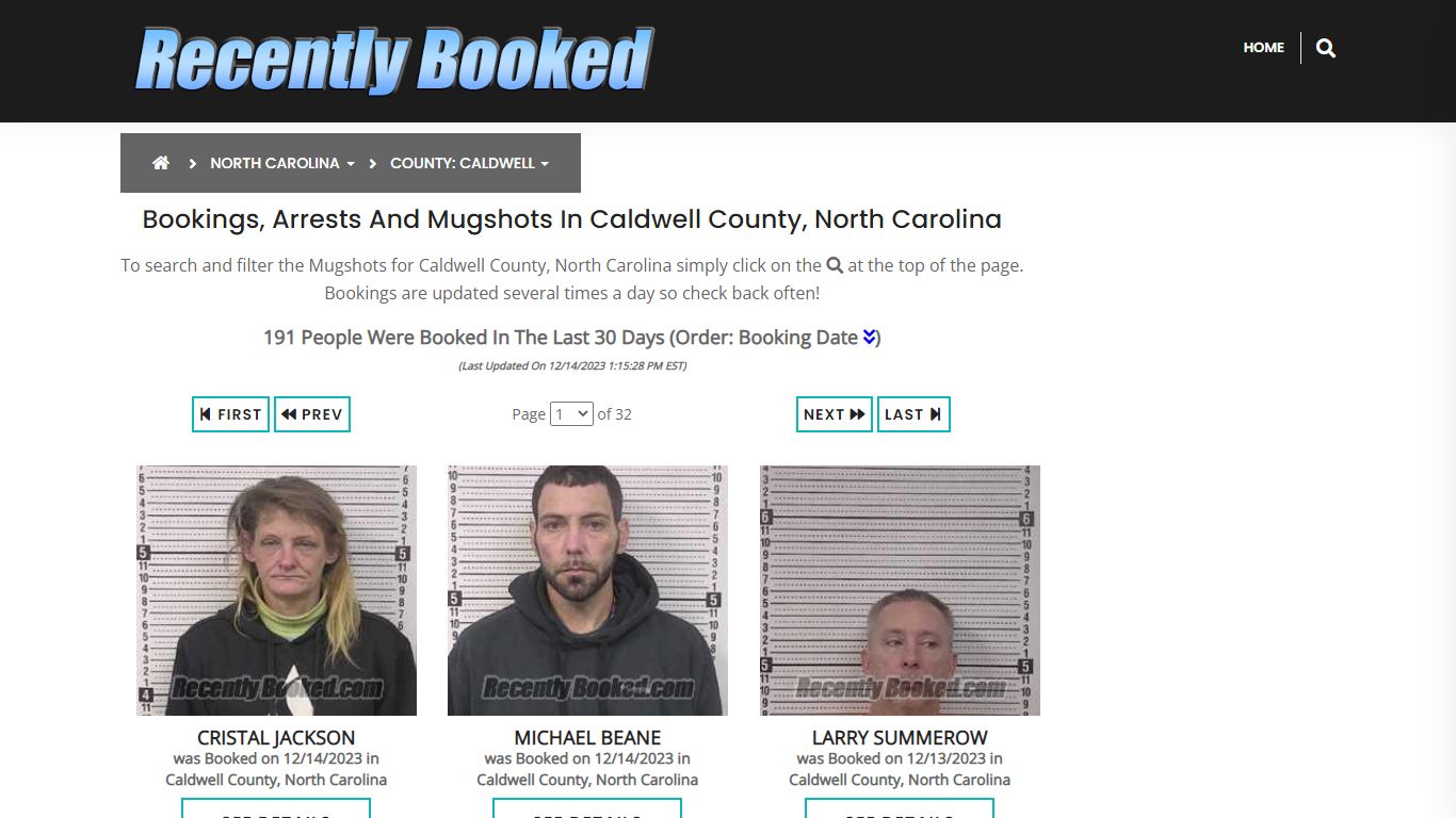 Bookings, Arrests and Mugshots in Caldwell County, North Carolina